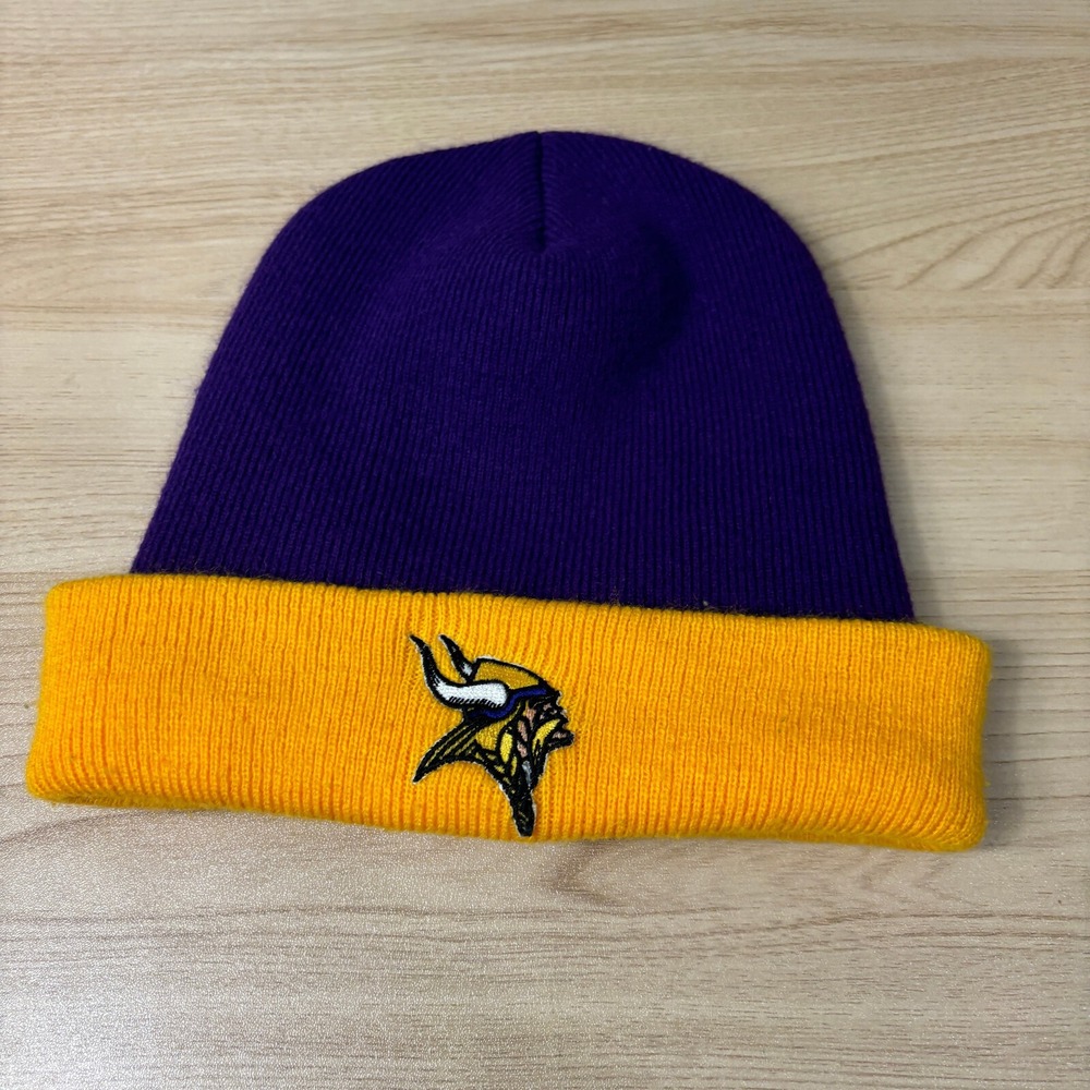 Vintage Minnesota Vikings Beanie Hat Cap Purple NFL Football Winter Knit